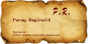 Paray Reginald névjegykártya